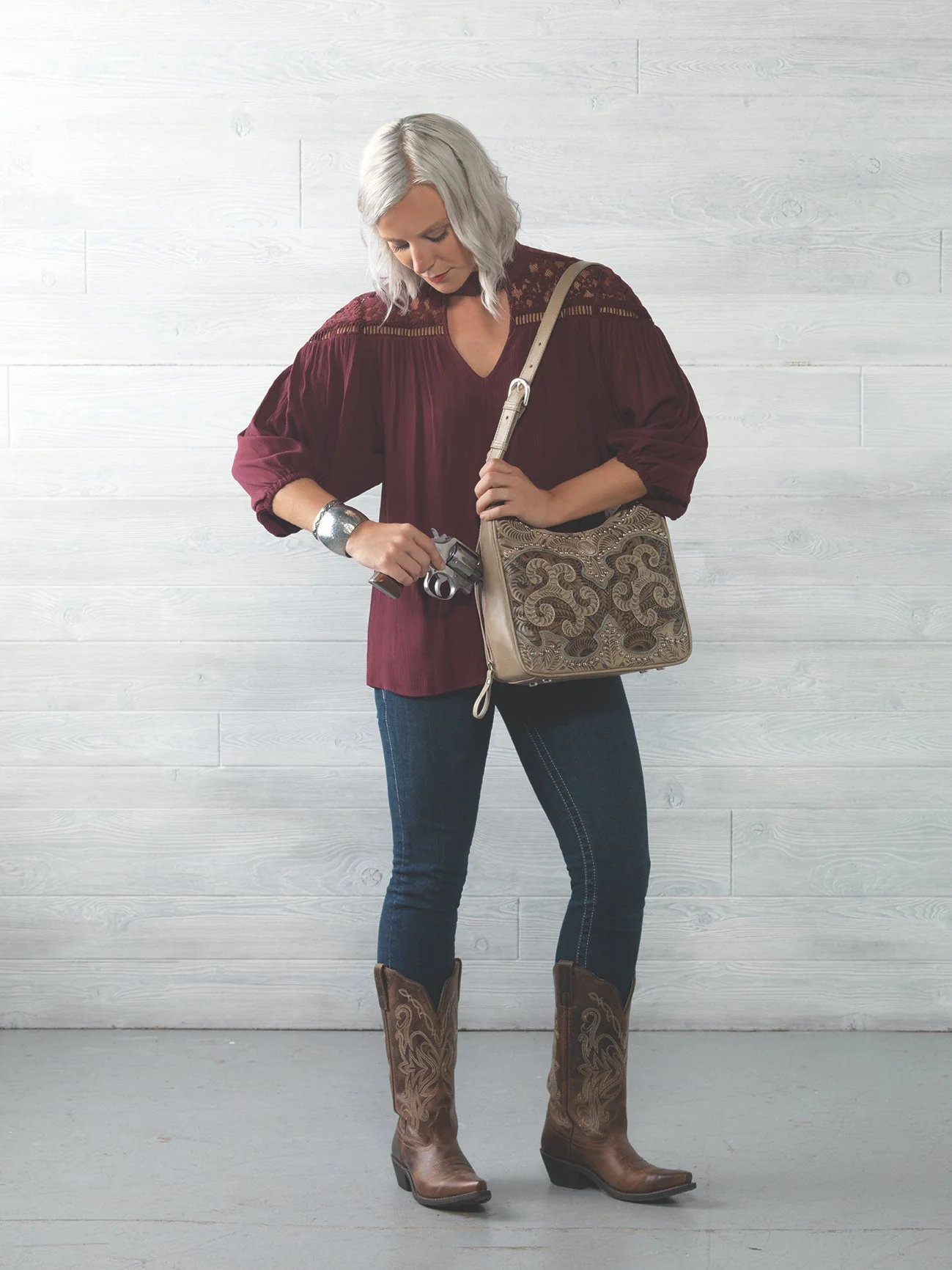 Annie's Secret Zip-Top Shoulder Bag w/ Conceal Carry Pocket - Image 5