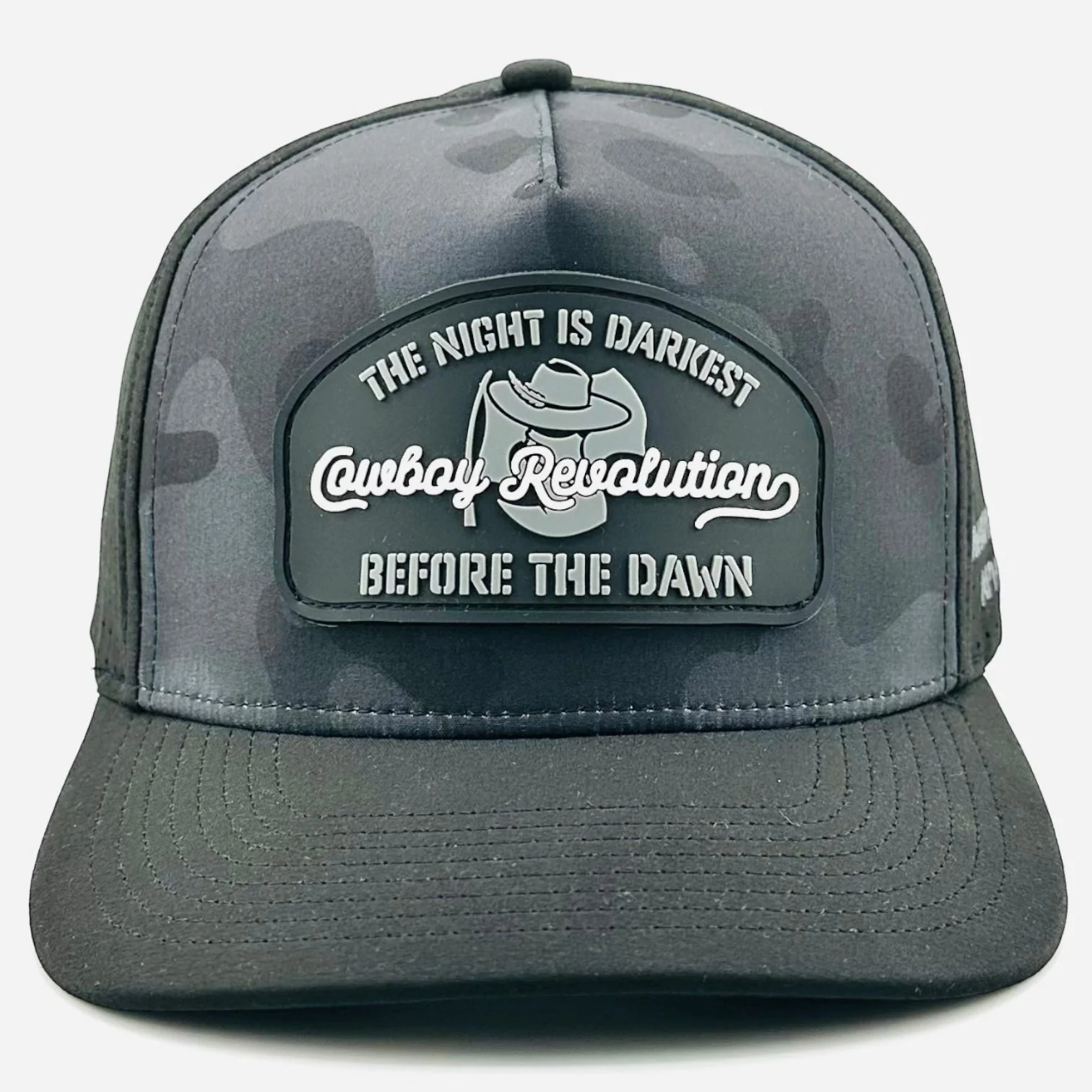 “Before The Dawn” - Cowboy Revolution Dark Camo/Black 5-panel Trucker Hat - Image 10