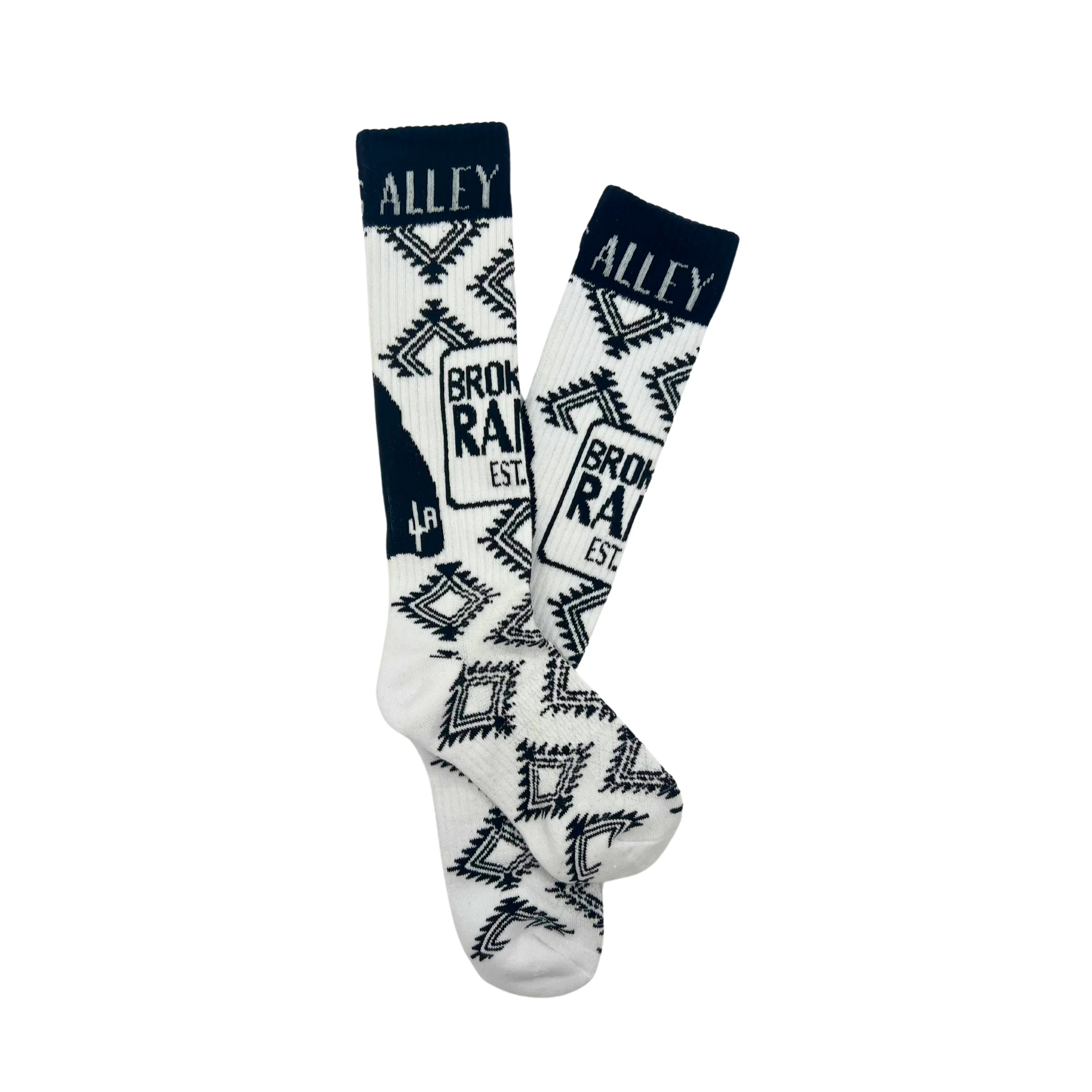 Cactus Alley- Broke Ass Ranch Blk/White Performance Boot Socks - Image 5