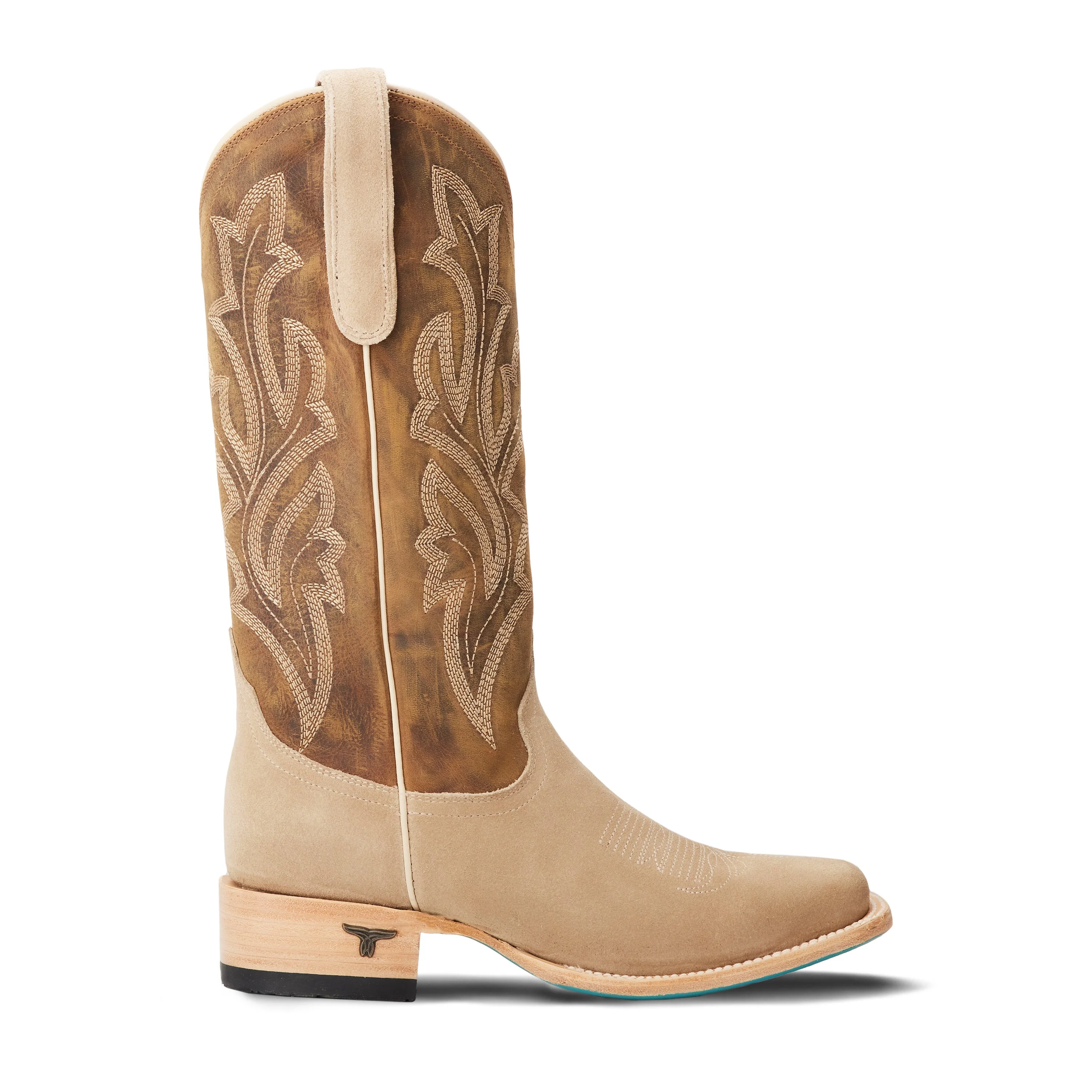 Classic Square Boot - Latte Suede and Burnt Caramel - Image 2