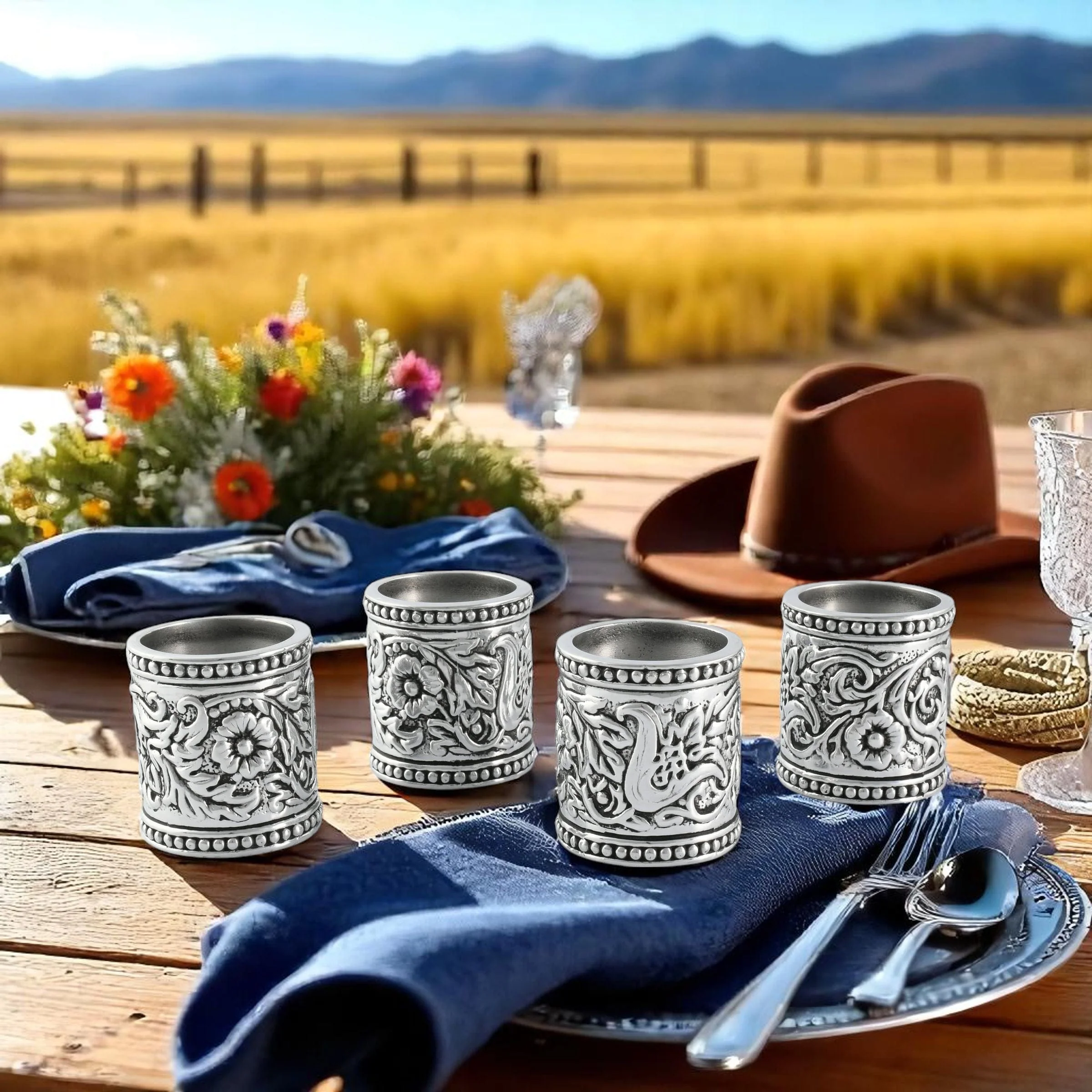 Concho Pattern Napkin Rings Set of 4 - Image 4