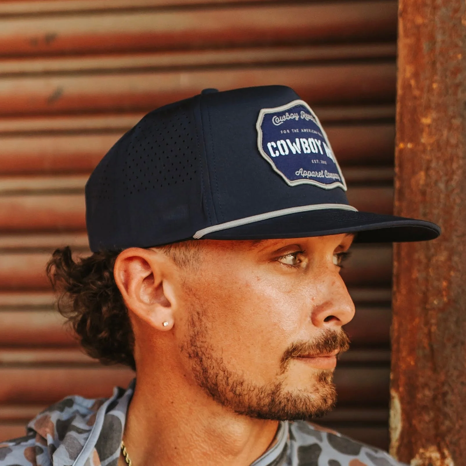 “Cowboy Hat” Performance Patch Rope Cap - Navy Blue - Image 3