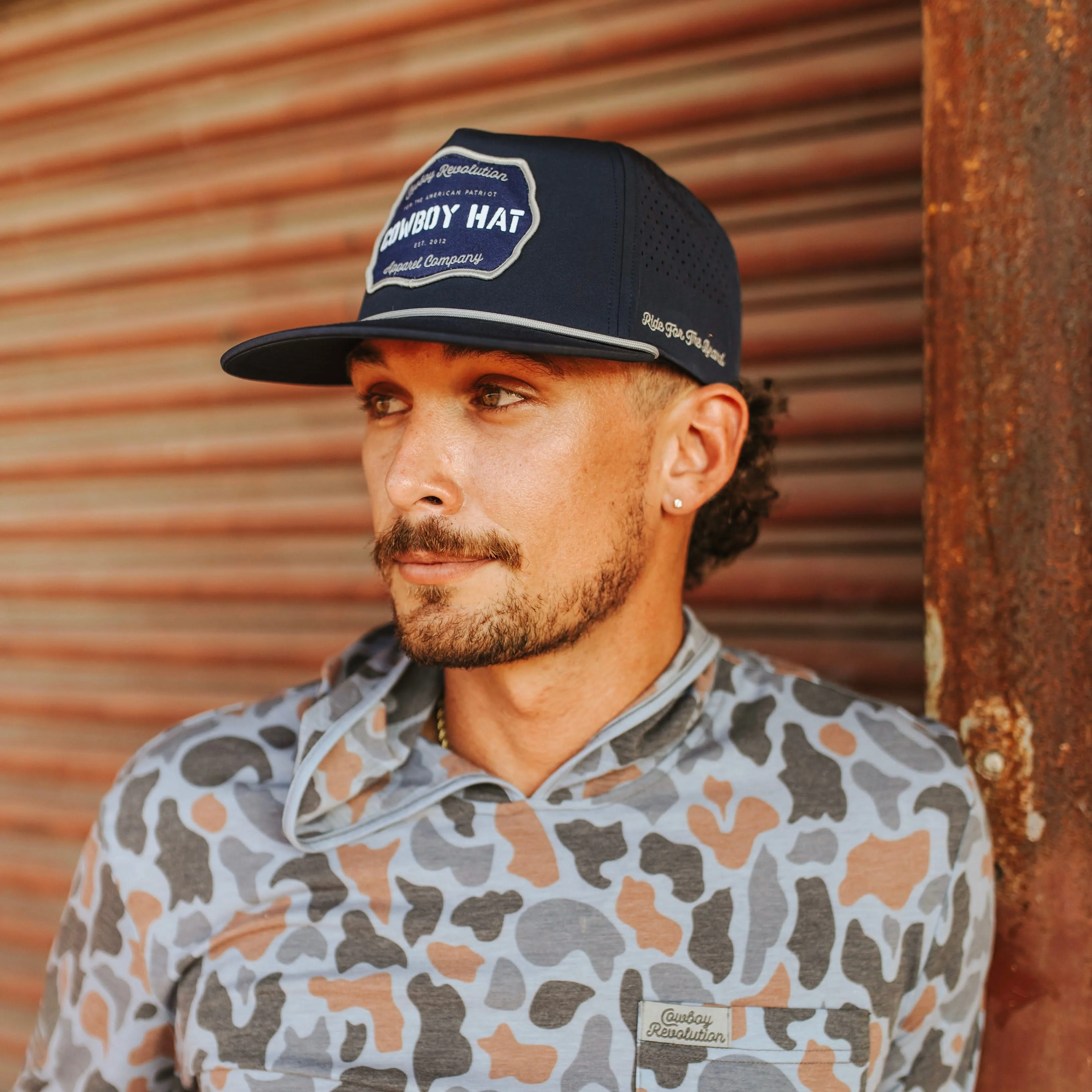 “Cowboy Hat” Performance Patch Rope Cap - Navy Blue - Image 5