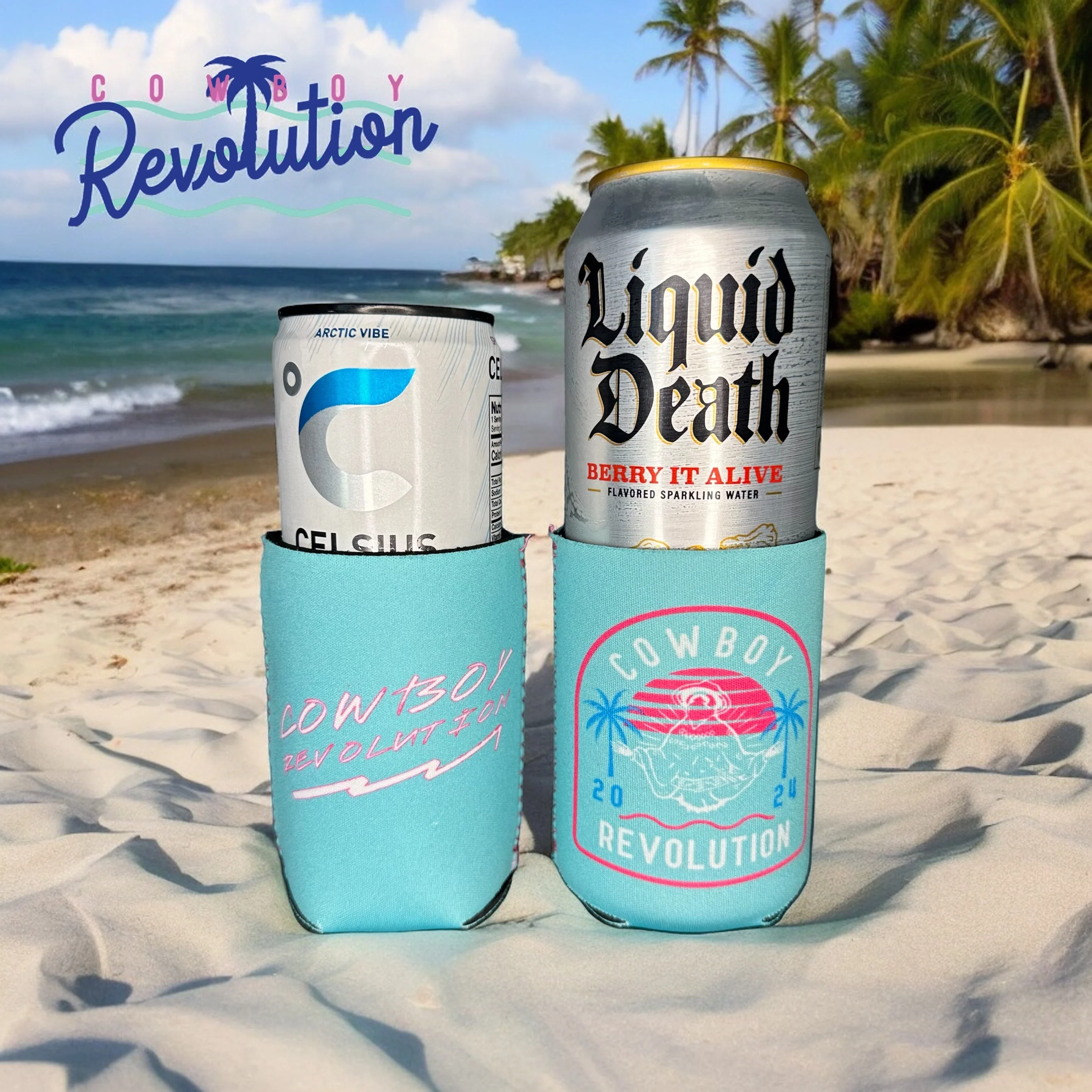 Cowboy Revolution "Santo Del Sol" Neon - Neoprene Can Koozie - Image 2