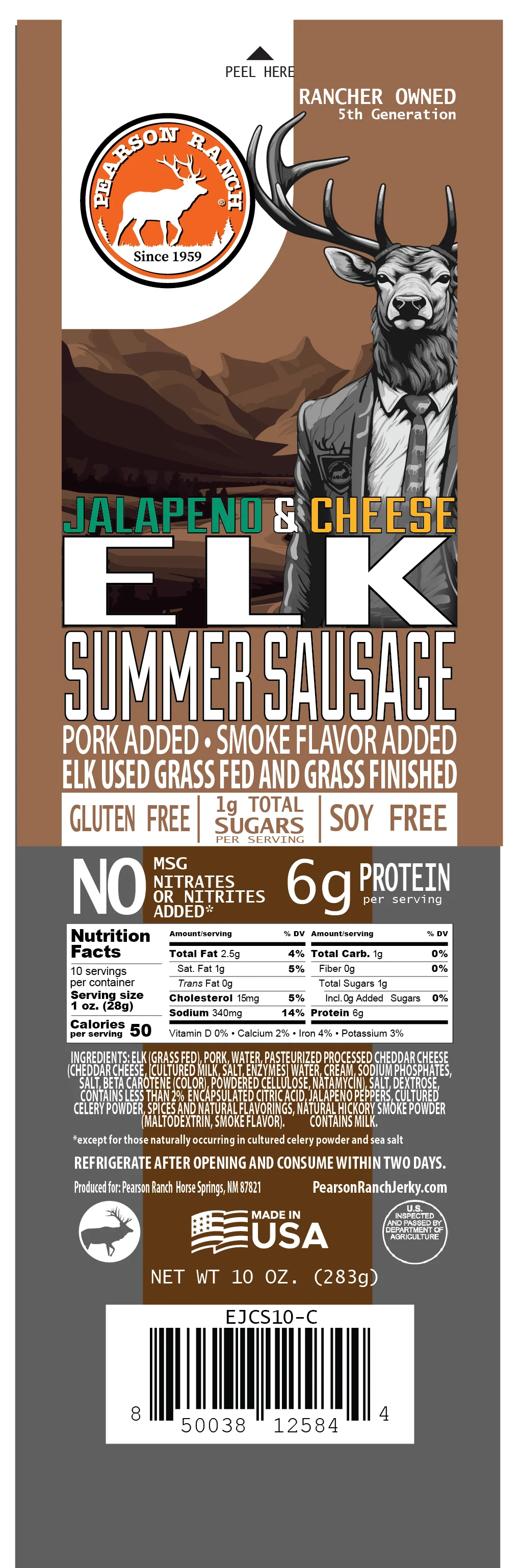 Elk Jalapeno Cheese Summer Sausage (10 oz.) - Image 3