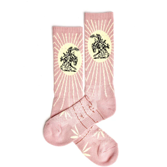 Fringe Bucking Dusty Pink Western Cowgirl Performance Socks - Image 4