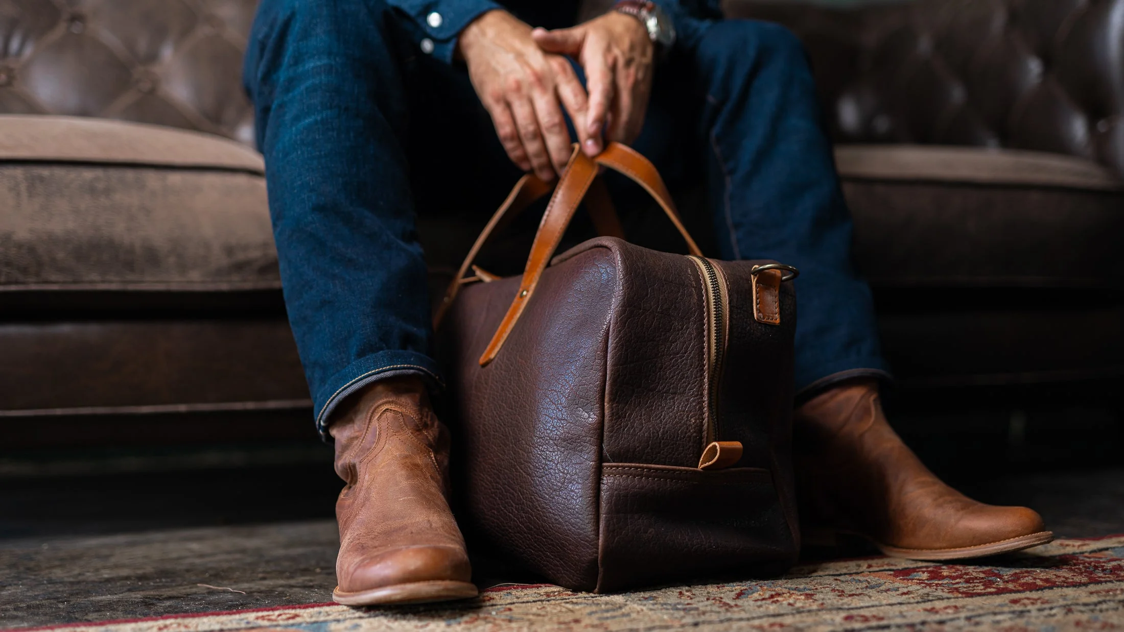 Jack Foster Weekender  | Dark Cognac Shrunken Bison - Image 11