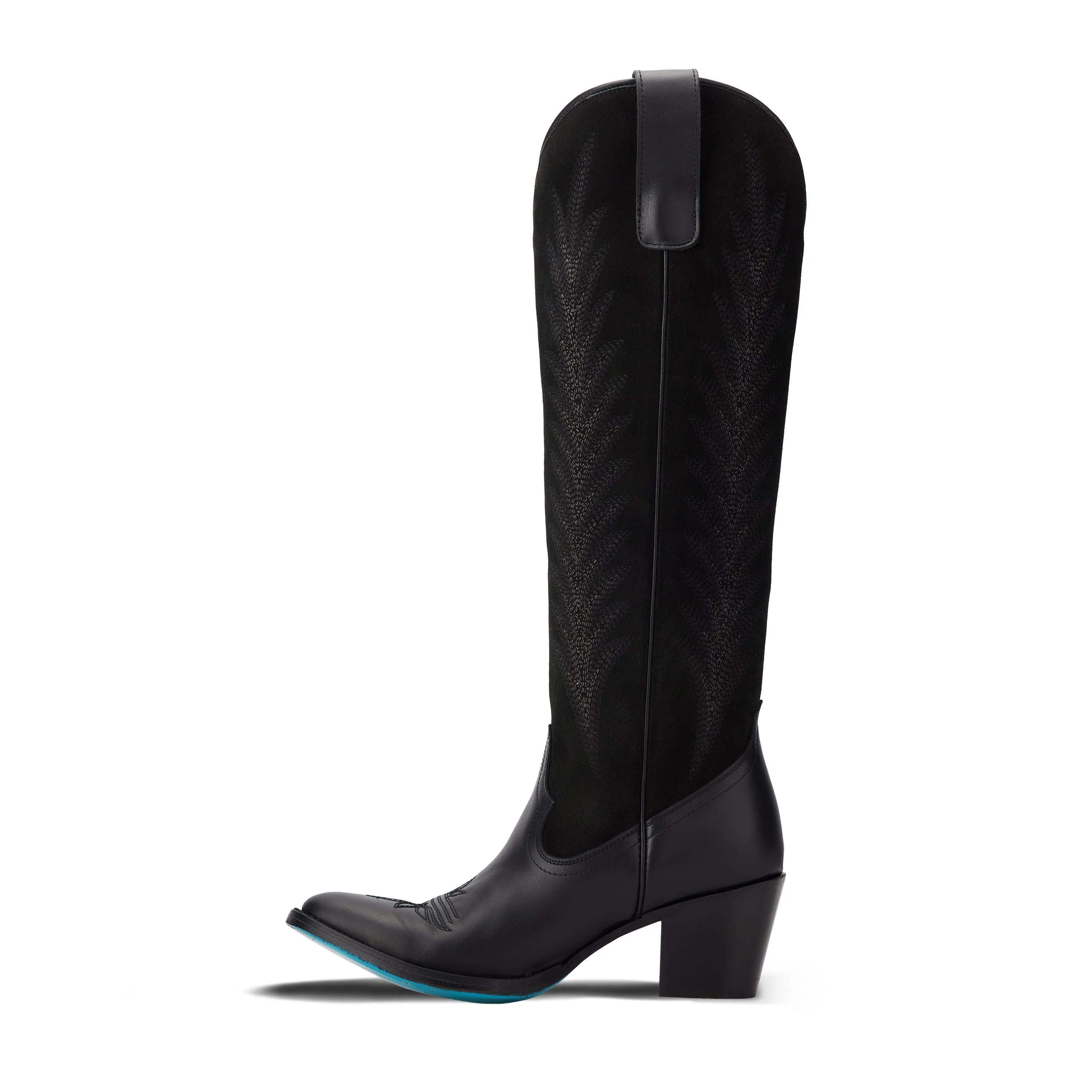 Jentry Knee High Boot - Jet Black & Soft Black Suede - Image 3