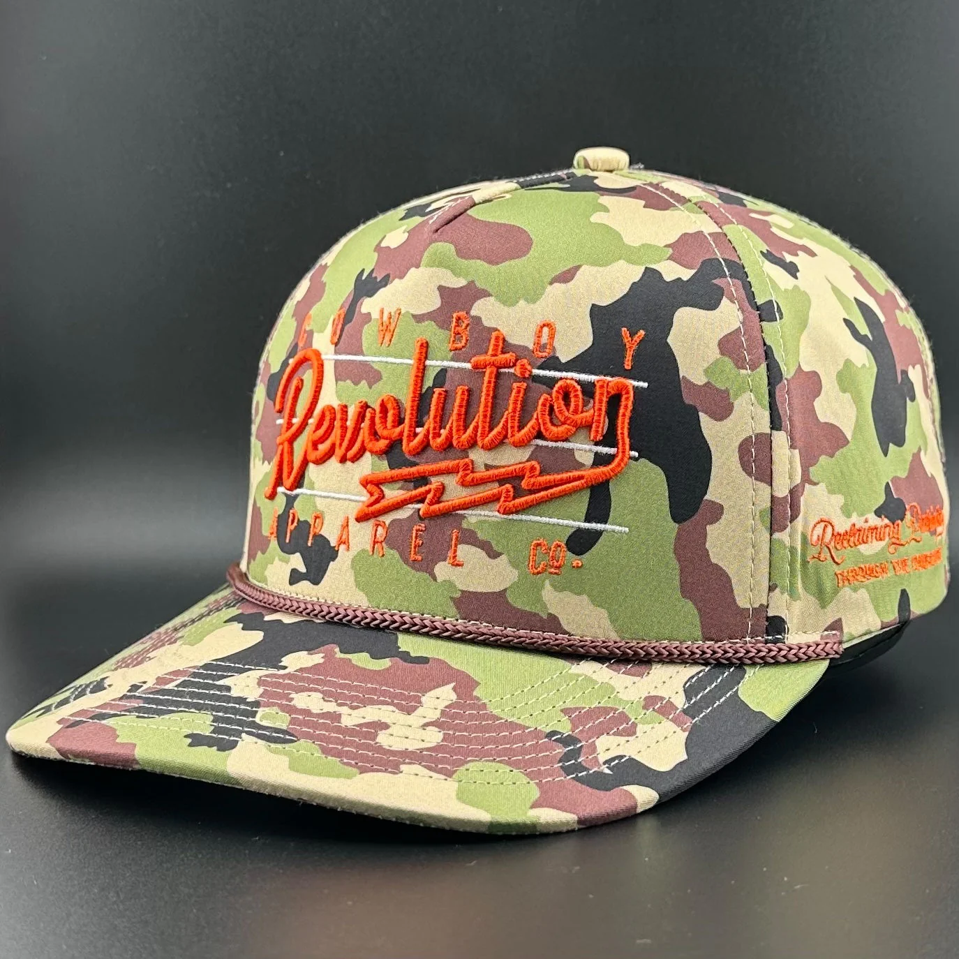 “Lightning" Woodland Camo - Cowboy Revolution 5-panel Performance Hat - Image 2
