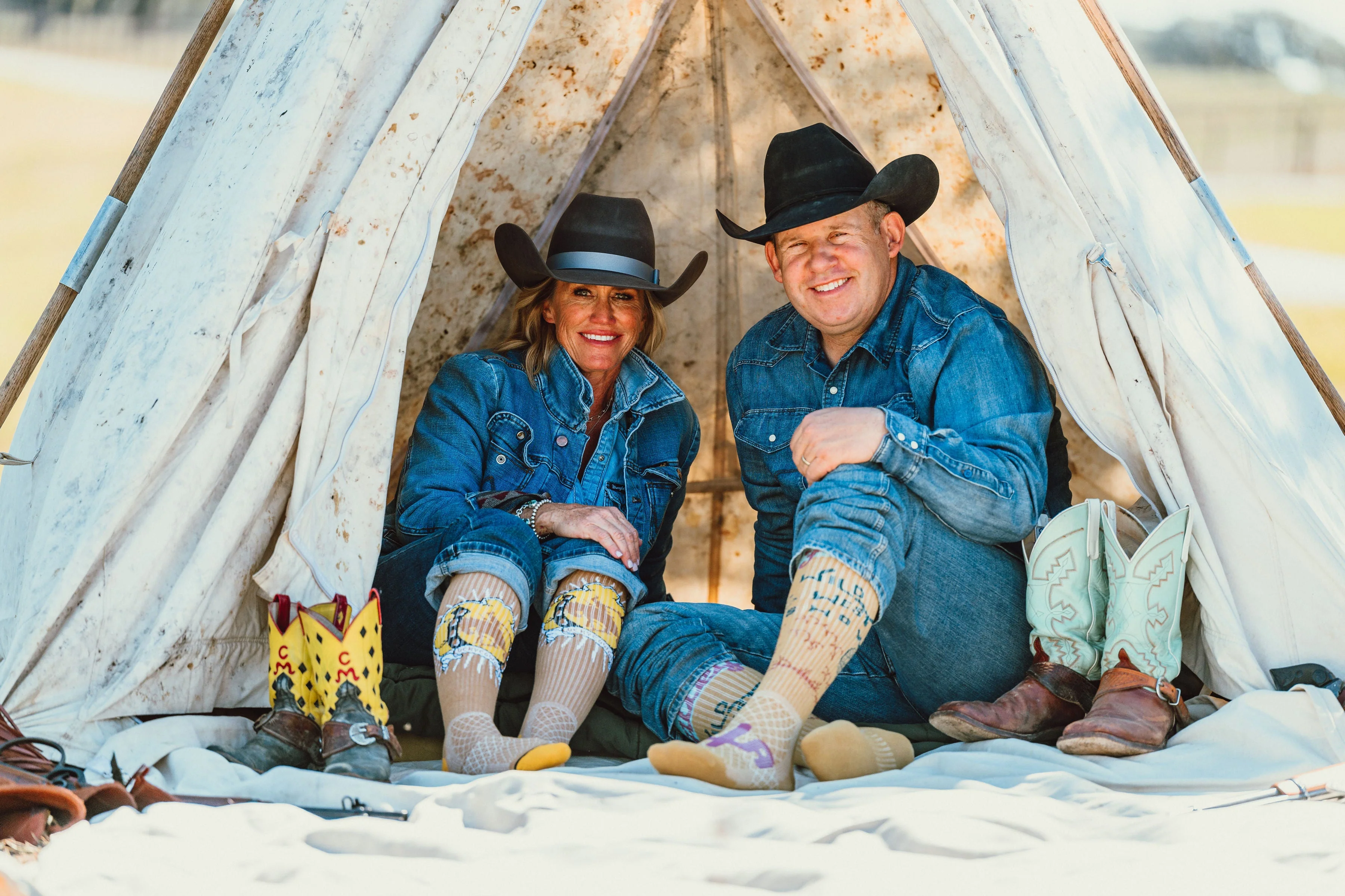 Lucky Bucking Cowgirl Tan Performance Socks - Image 3
