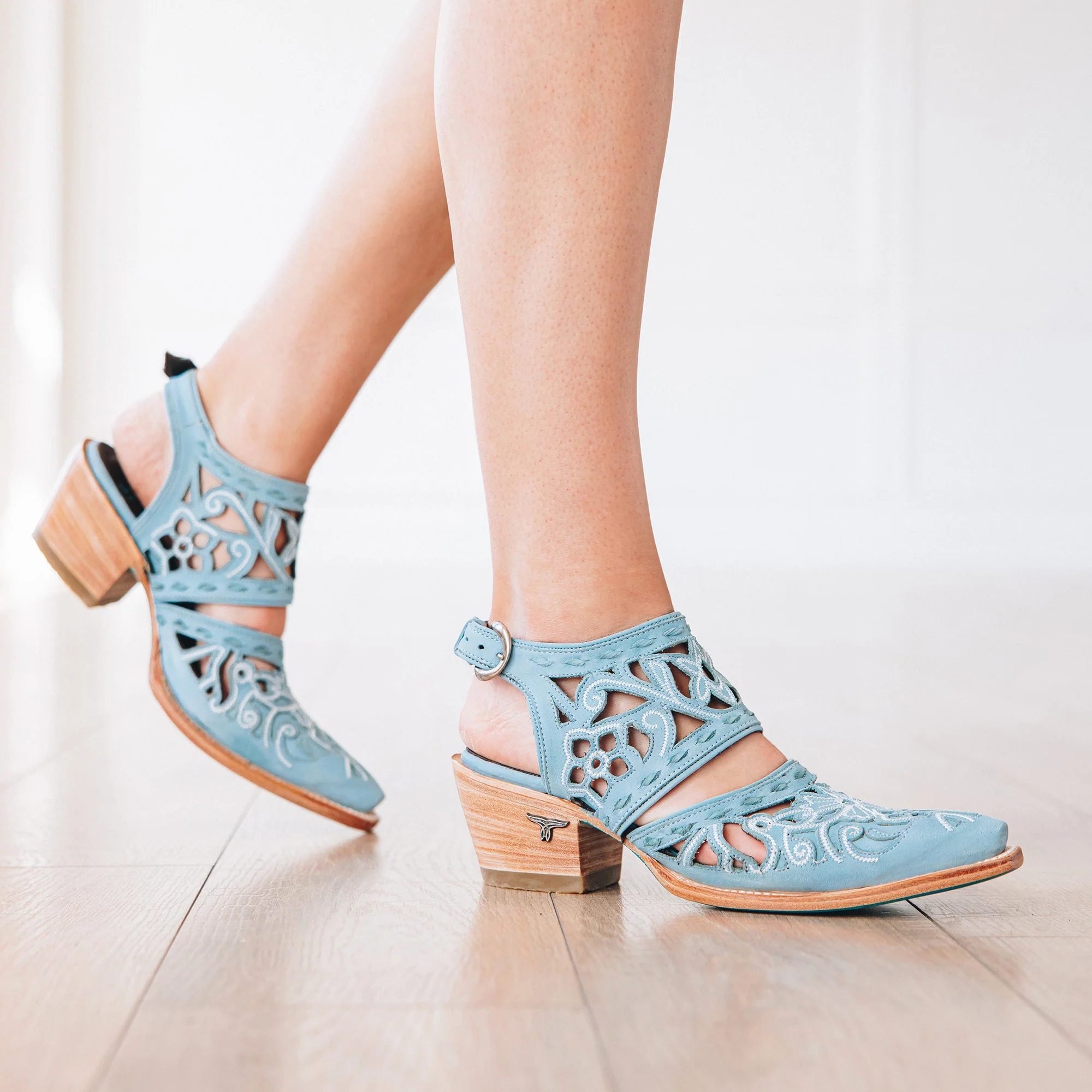 Robin Cut Out Slingback Mule - Powder Blue - Image 2