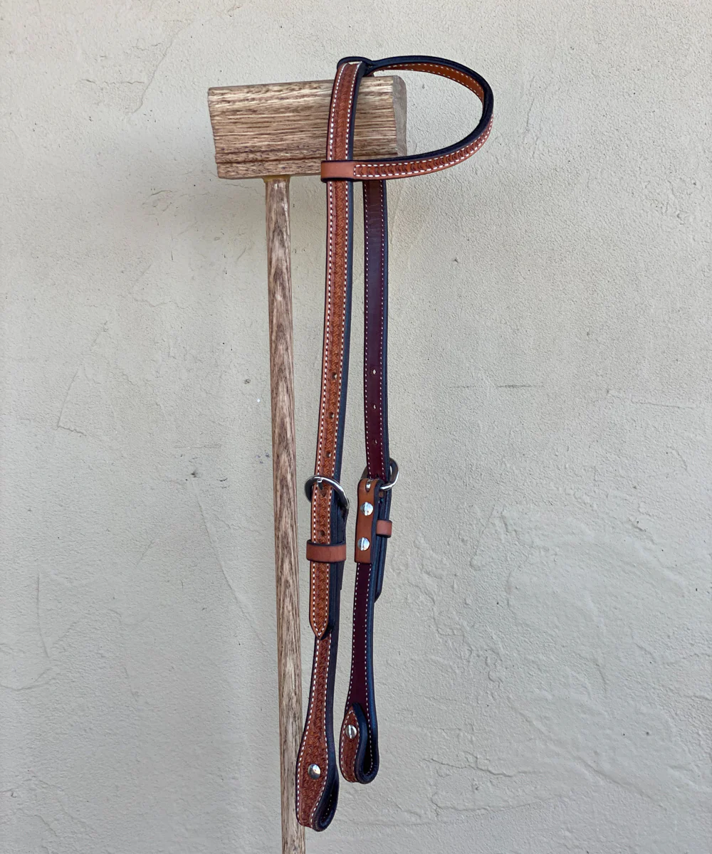 Saddle Tan Stamped One Ear Headstall