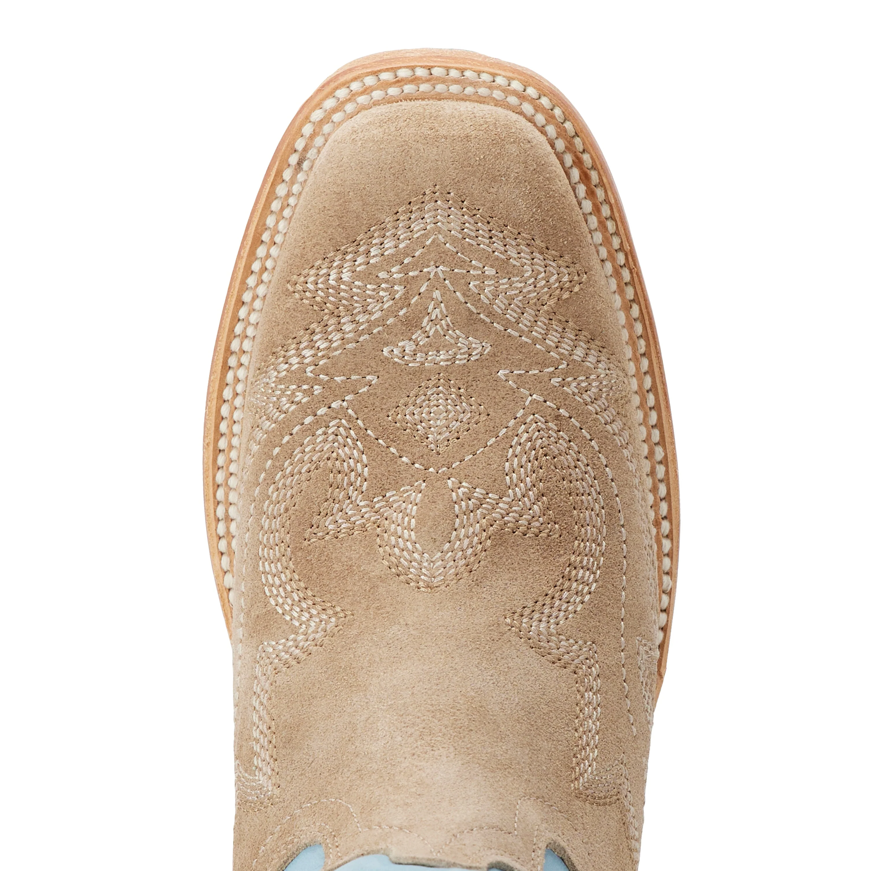Saratoga Square Boot - Latte Suede and Powder Blue - Image 7