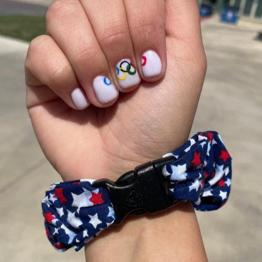 Team USA "Shooting" Stars Patriotic Buckle Scrunchie - No Snagging, No Tangles - Image 2