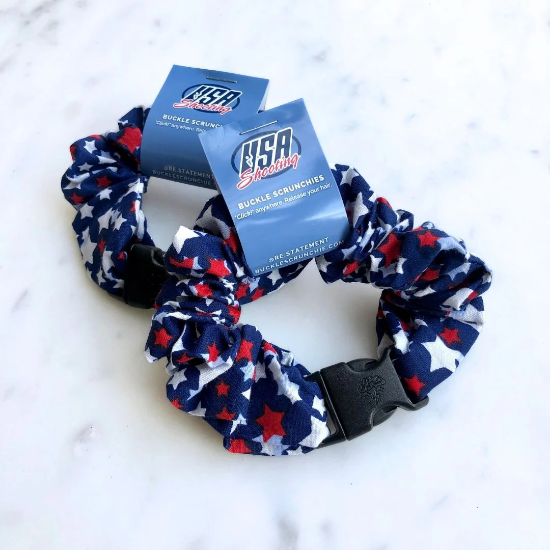 Team USA "Shooting" Stars Patriotic Buckle Scrunchie - No Snagging, No Tangles - Image 5