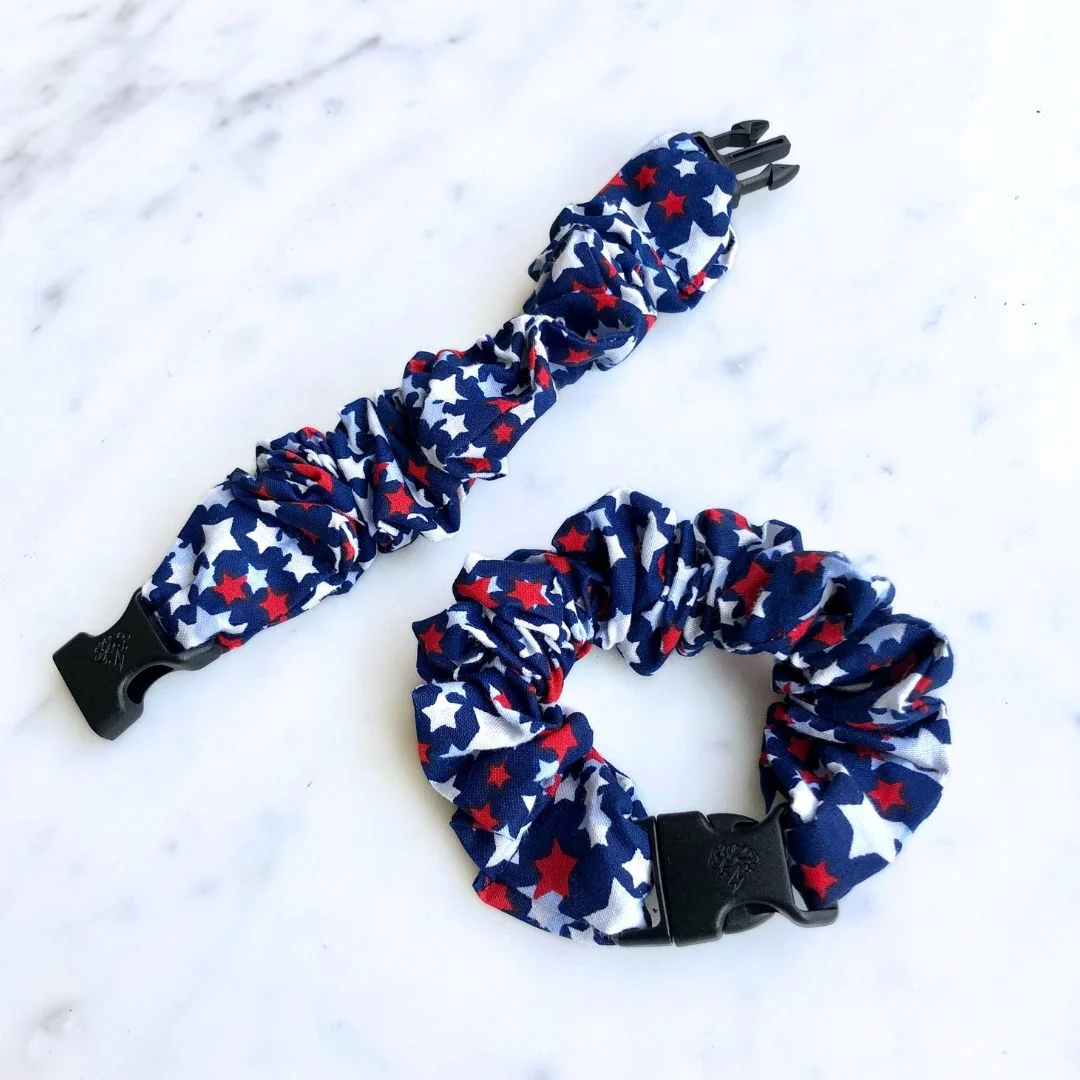 Team USA "Shooting" Stars Patriotic Buckle Scrunchie - No Snagging, No Tangles - Image 6