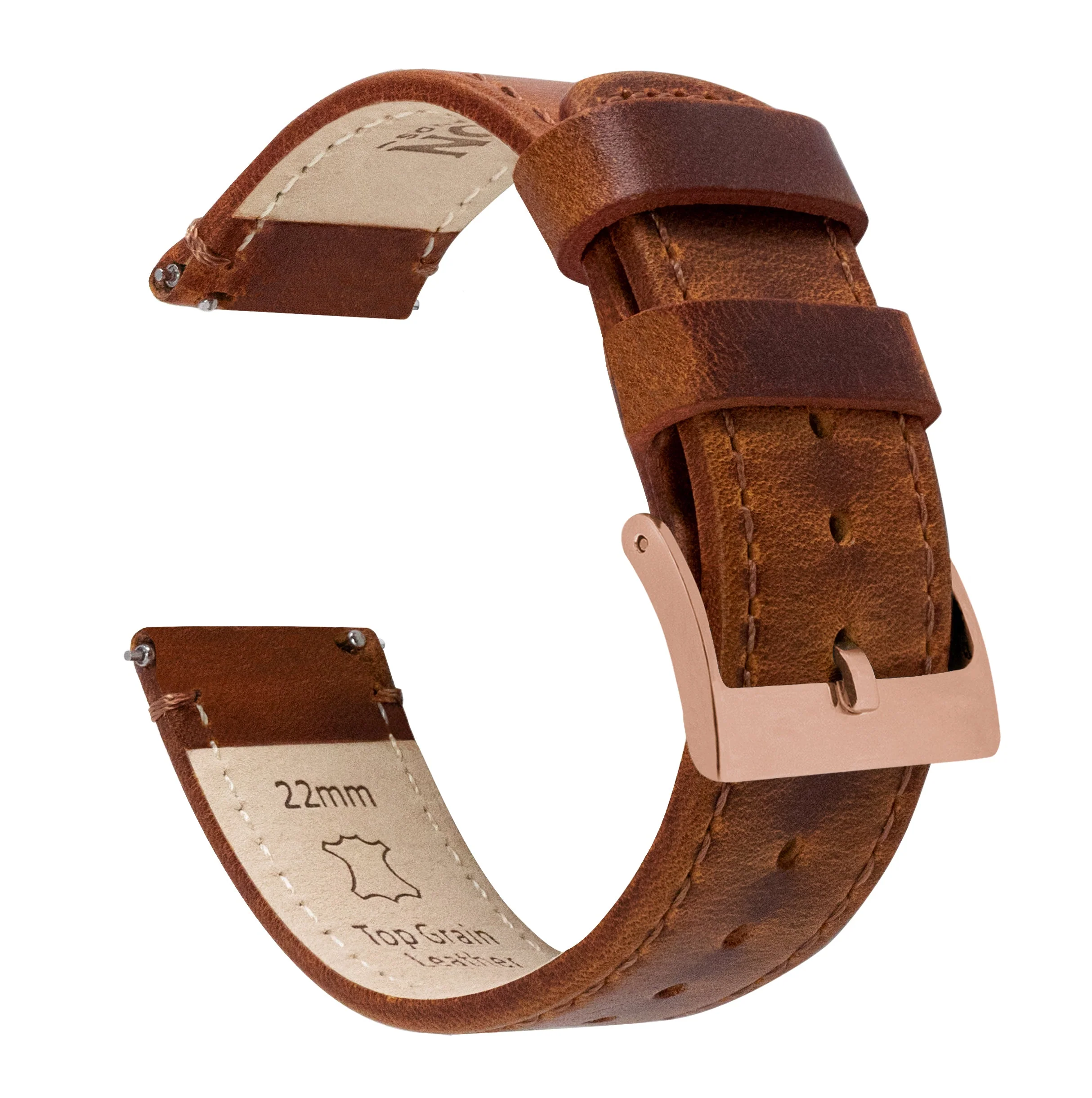Weathered Brown Leather Watch Band - Image 12